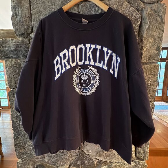 OVERSIZED "BROOKLYN" CREW NECK SWEATSHIRT BY H&M; SIZE XL (WOMENS) - Picture 1 of 2